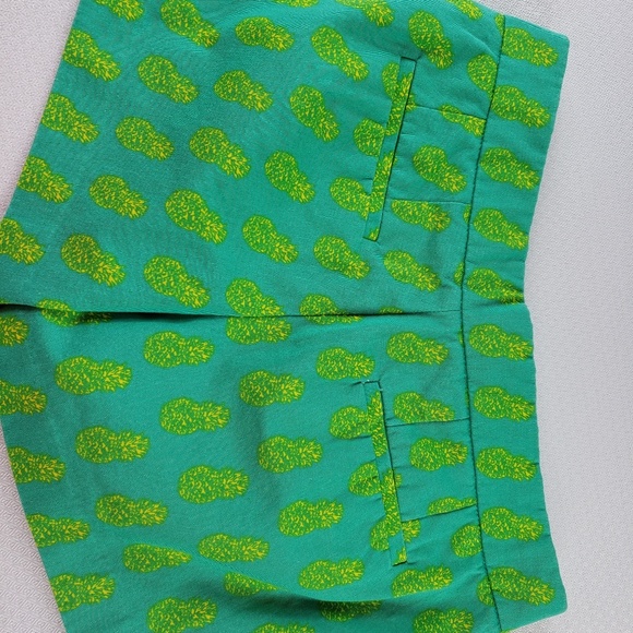 J Crew Shorts size 00 flat front shorts pineapples 3" Colorful green preppy - Picture 6 of 8